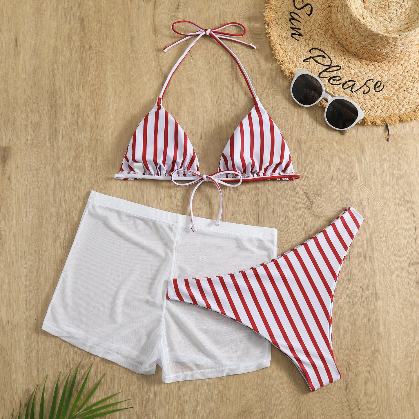 Trendiger Damen Bikini mit Shorts und Streifenmuster von Berg-Feldt
