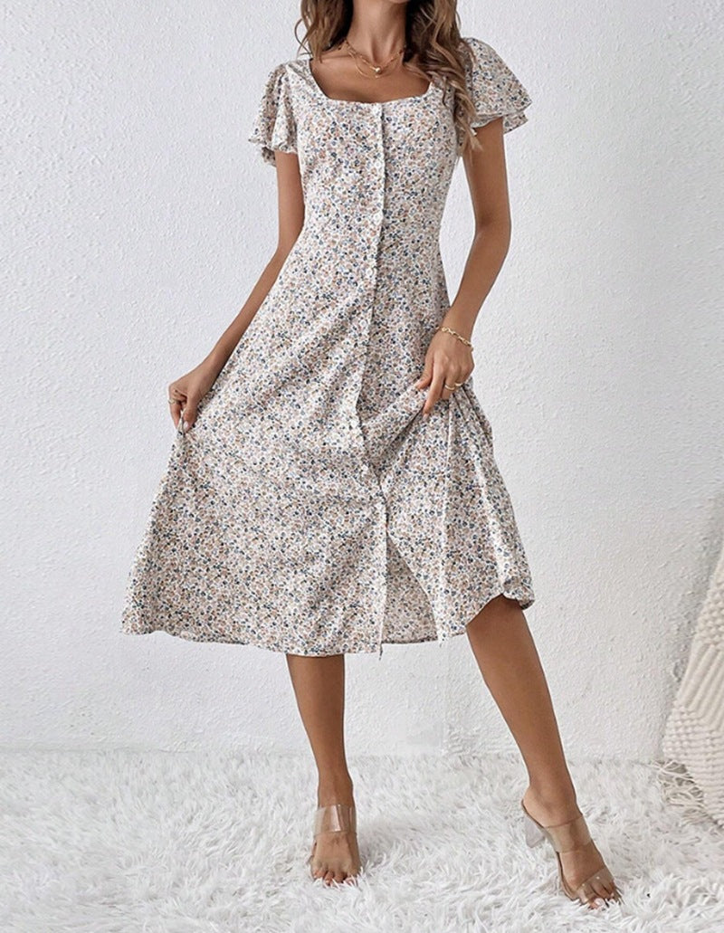 Robe midi à volants et à boutons Berg-Feldt pour femmes