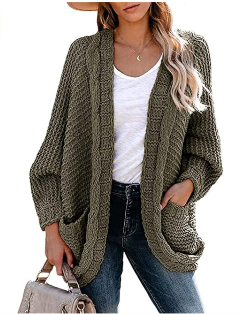 Cardigan femme en grosse maille aux contours décontractés et grandes poches Berg-Feldt