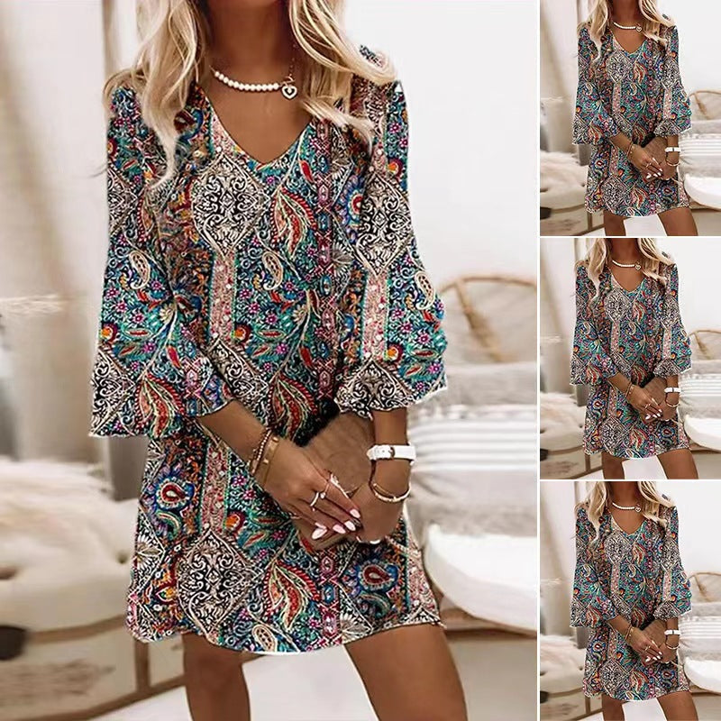 Robe de loisirs moderne pour femme avec manches amples et imprimé cachemire de berg-feldt
