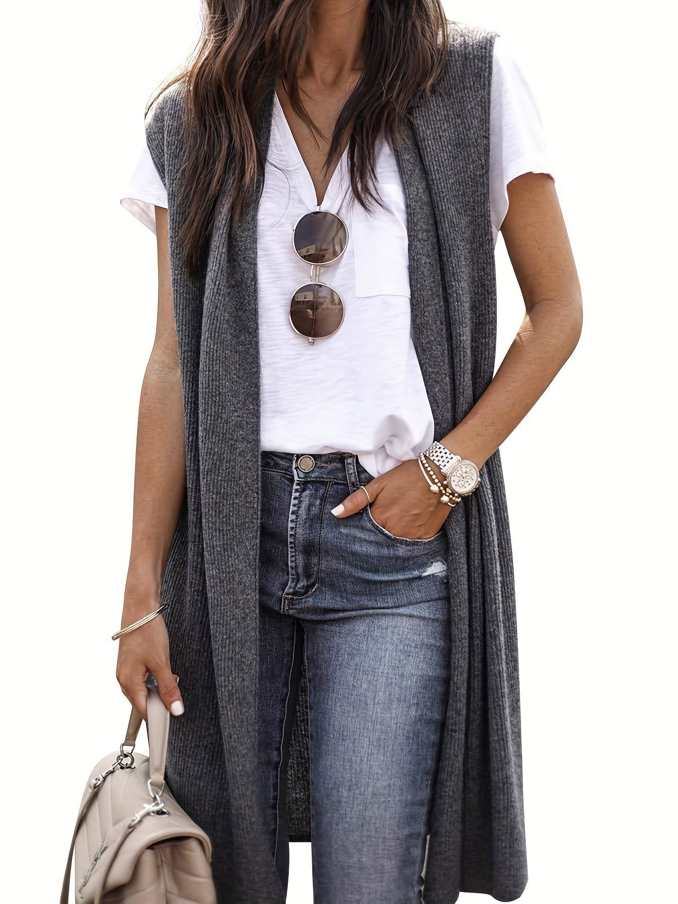 Cardigan long tricoté pour femme avec fentes latérales Berg-Feldt