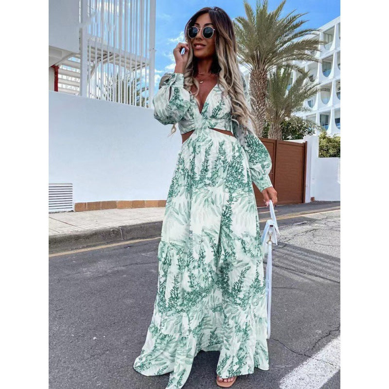 Robe longue découpée à manches longues Berg-Feldt pour femme
