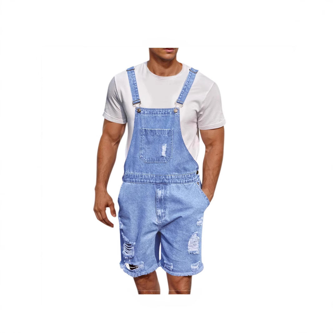 Berg-Feldt Herren Denim Latzhose, lässig und distressed