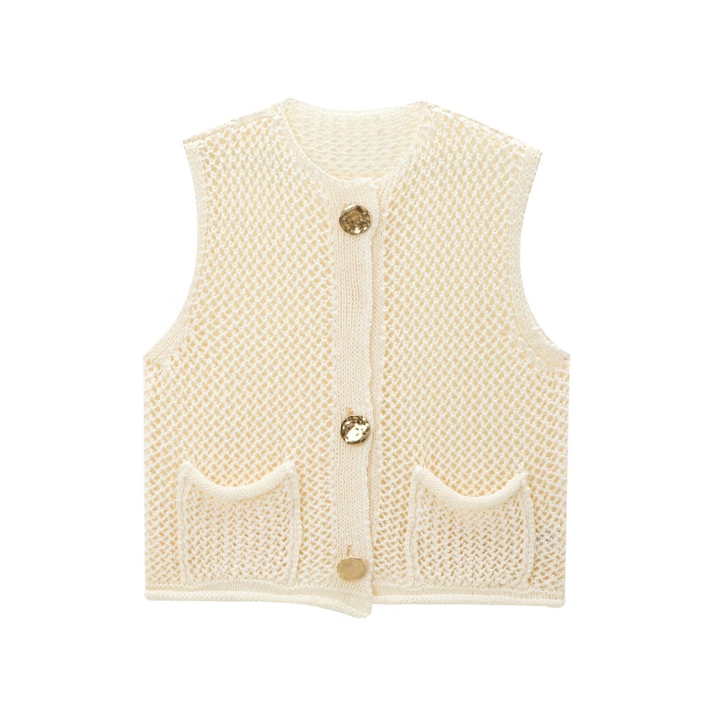 Gilet en maille aéré pour femme avec boutons décoratifs et poches Berg-Feldt