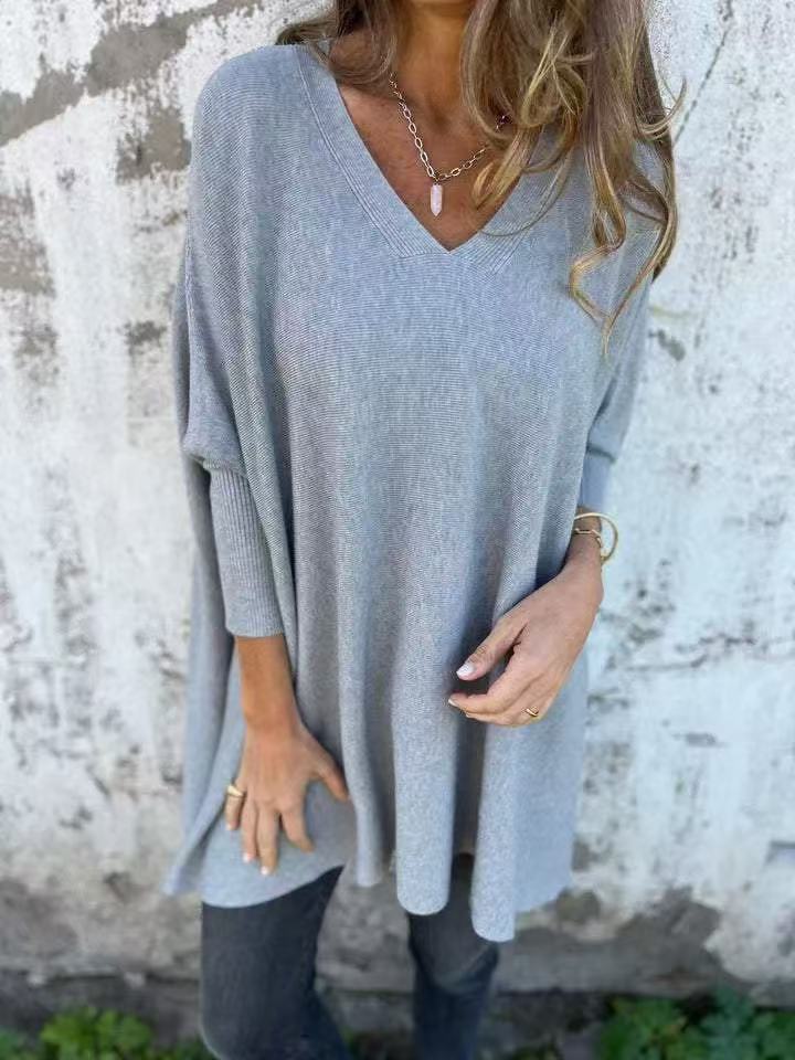 Damen Oversized V-Ausschnitt Pullover im luftigen Design Berg-Feldt
