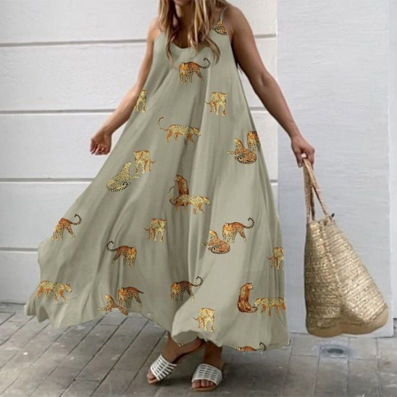 Robe longue sans manches à imprimé animal pour femme, par berg-feldt