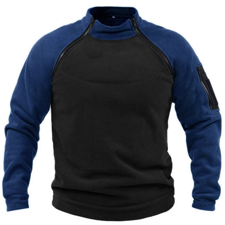 Herren Fleece-Pullover mit hohem Kragen und funktionalen Taschen Berg-Feldt