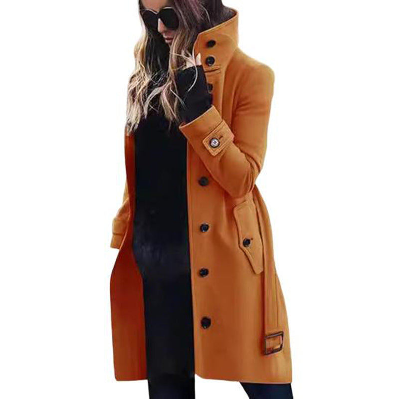 Damen Eleganter Hochkragen-Mantel mit praktischen Taschen Berg-Feldt