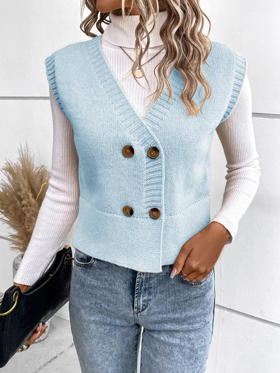 Cardigan en maille double boutonnage avec col en V élégant Berg-Feldt