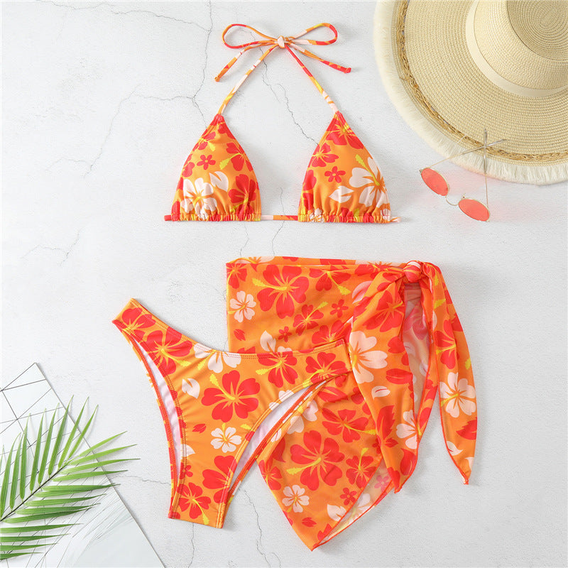 Maillot de bain deux pièces pour femme Berg-Feldt avec imprimé floral et paréo