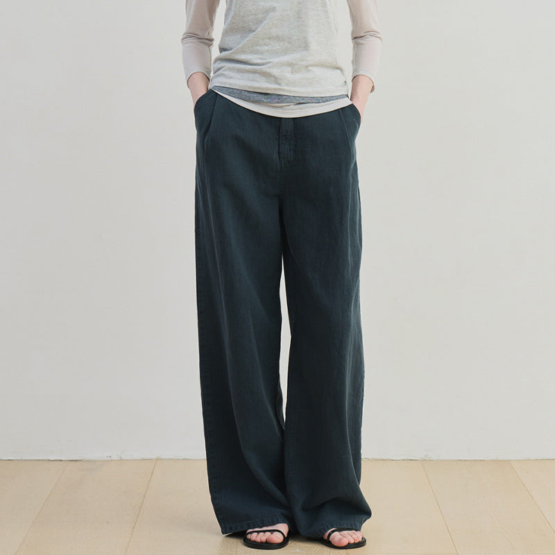Elegante, weit geschnittene Damen-Leinenhose mit Seitentaschen von berg-feldt