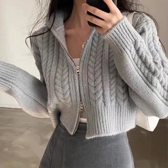Gilet femme mode court en tricot torsadé texturé Berg-Feldt