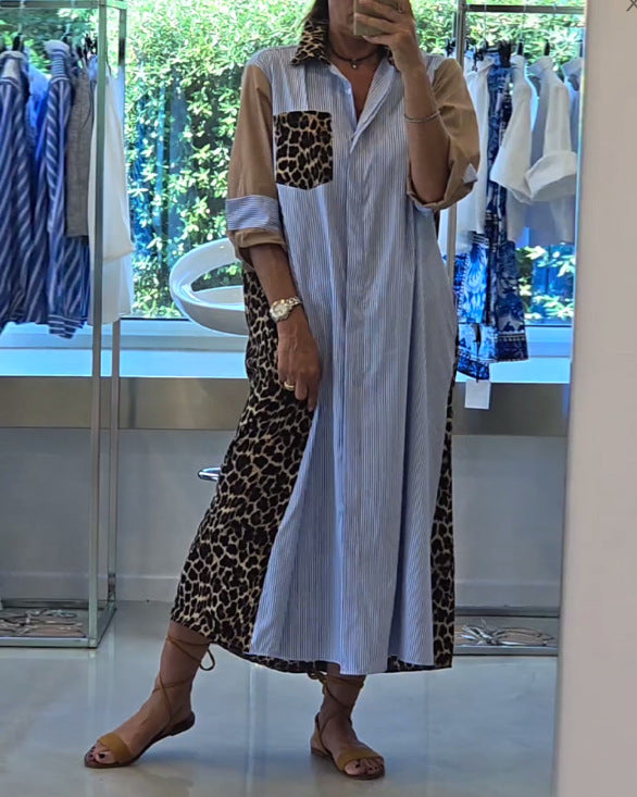 Berg-Feldt Robe Femme à Imprimé Animal et Rayures