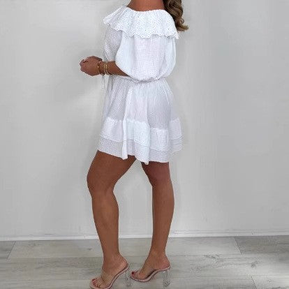 Berg-feldt Robe courte froncée pour femme avec encolure épaules dénudées