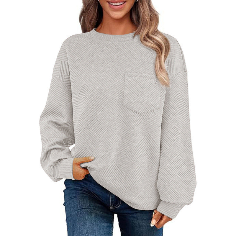 Pull décontracté pour femme avec motif texturé et poche poitrine pratique Berg-Feldt
