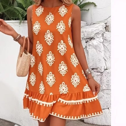 Sommerkleid für Damen, luftig, mit festlichem Rüschen-Saum und Blumenmuster von berg-feldt