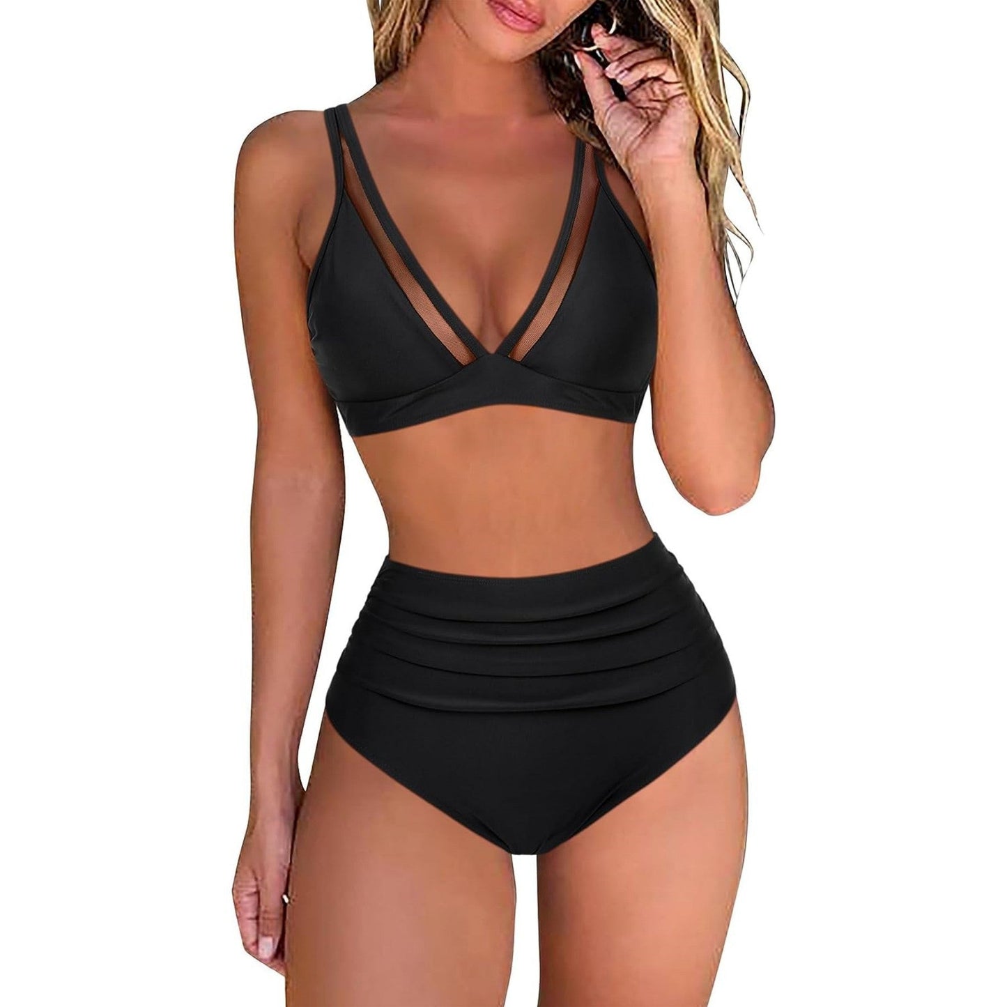 Ensemble de bikini taille haute à imprimé léopard pour femme, berg-feldt