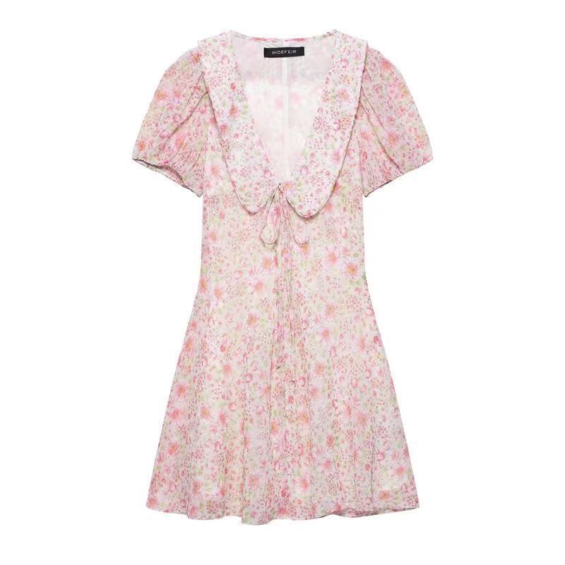 Robe courte pour femme à motif floral et manches à volants de berg-feldt