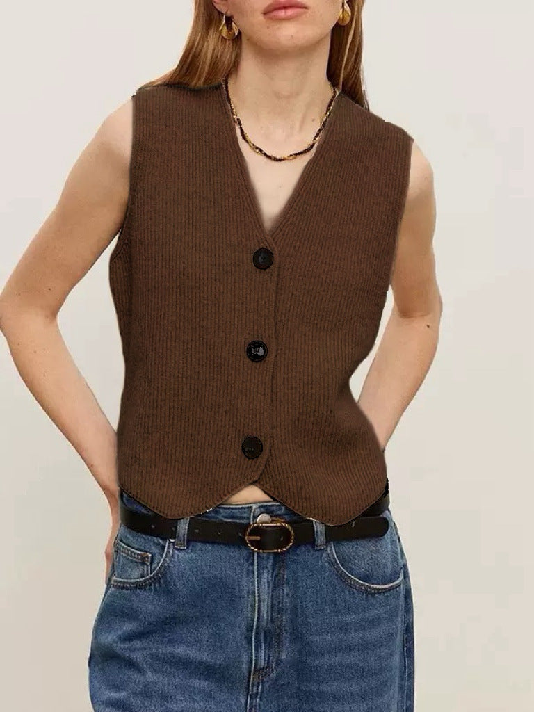 Gilet en maille tricotée pour femme avec structure finement côtelée et coton durable Berg-Feldt