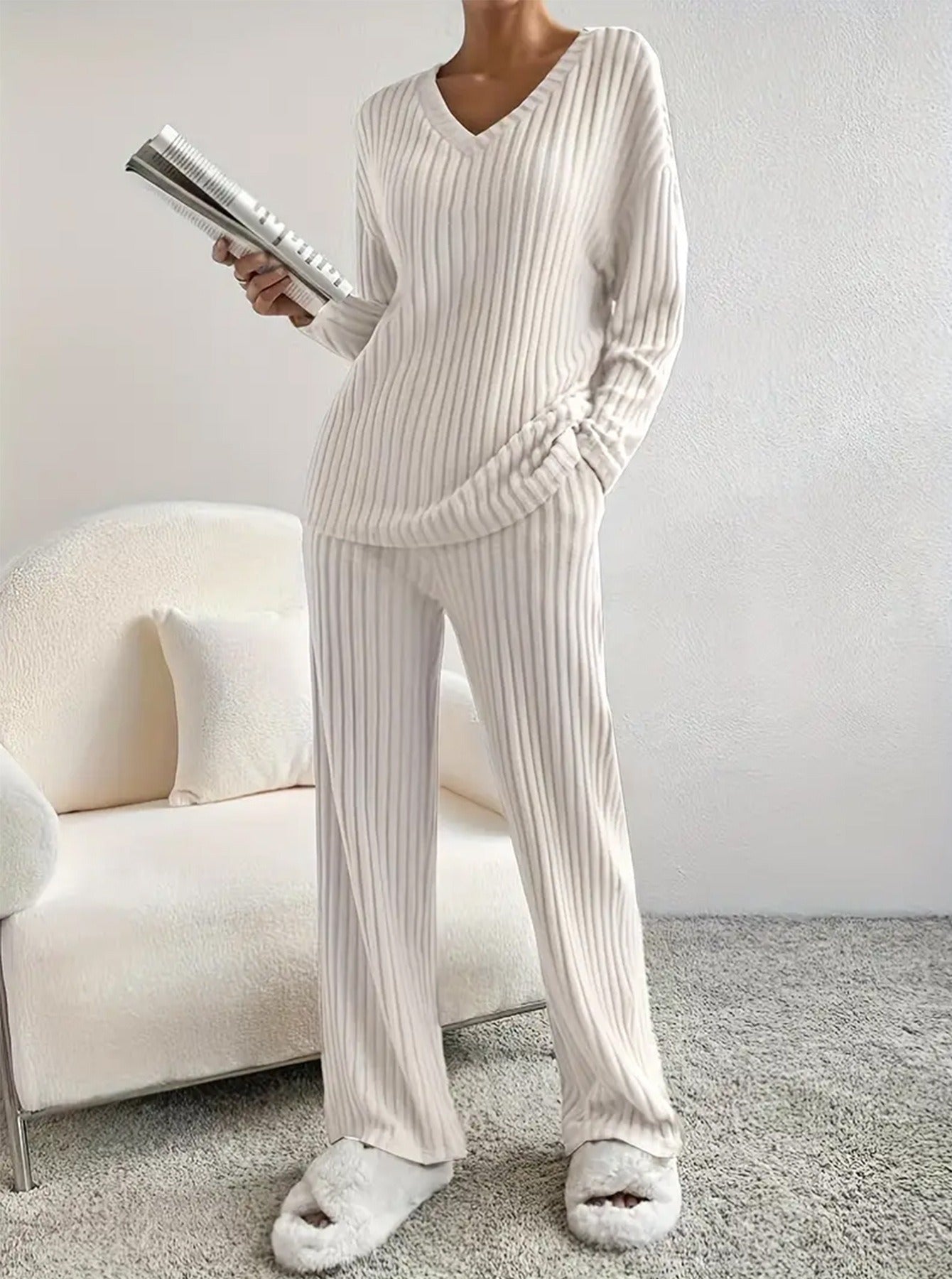 Combinaison en maille décontractée pour femme, col en V et poches pratiques Berg-Feldt