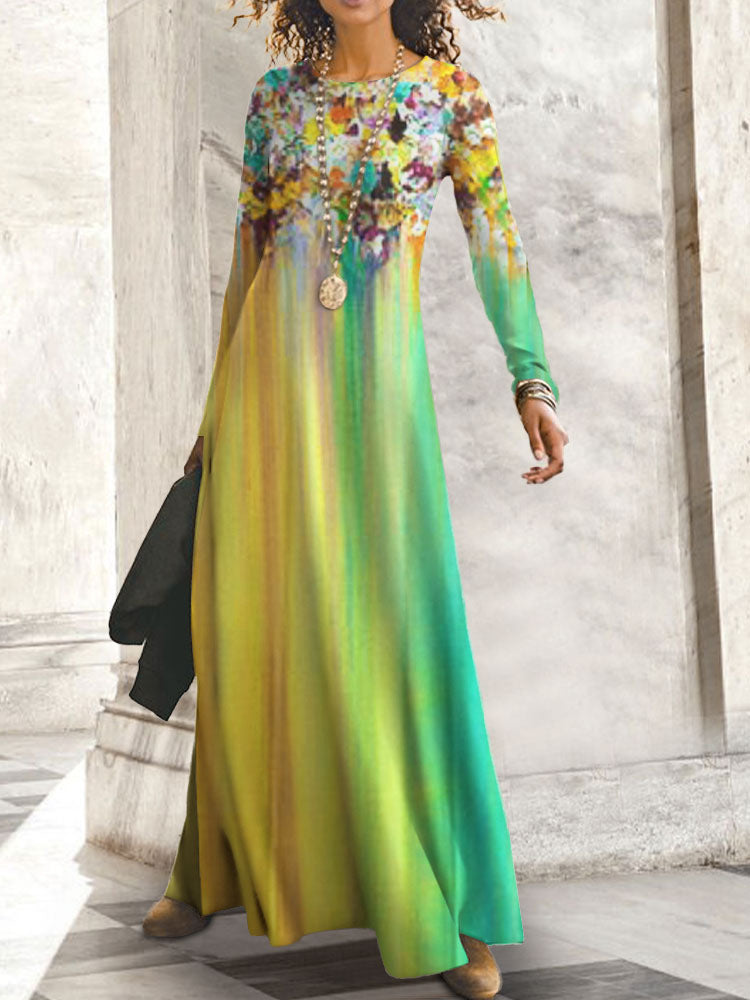 Robe longue à manches longues et motif floral Berg-Feldt pour femme