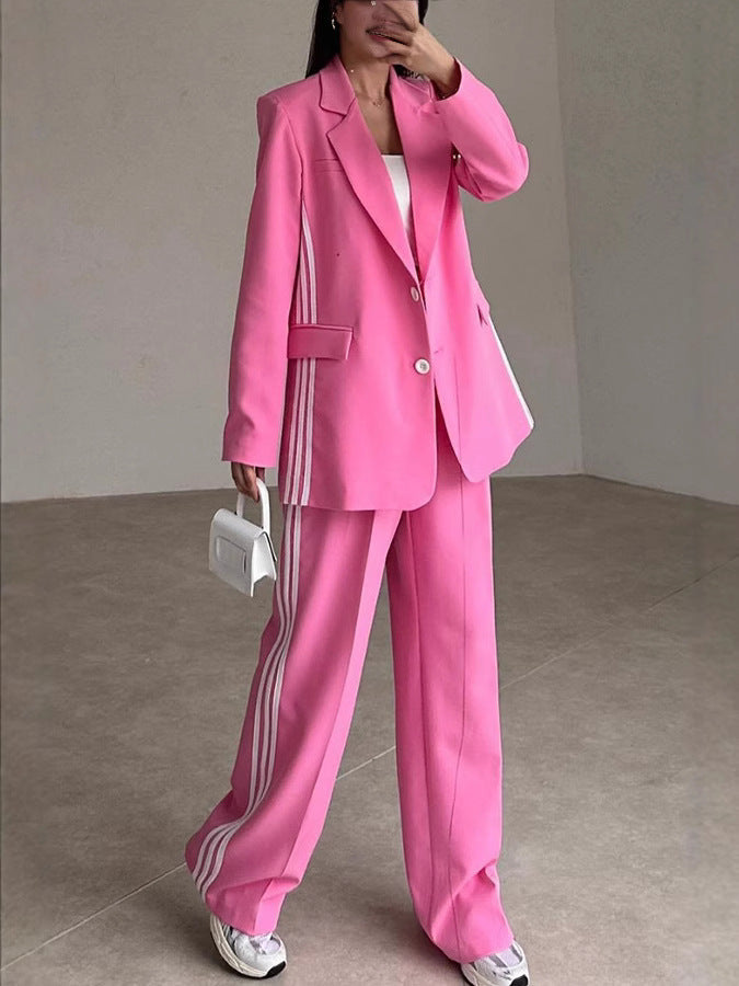 Ensemble blazer et pantalon élégant pour femmes avec rayures contrastantes Berg-Feldt