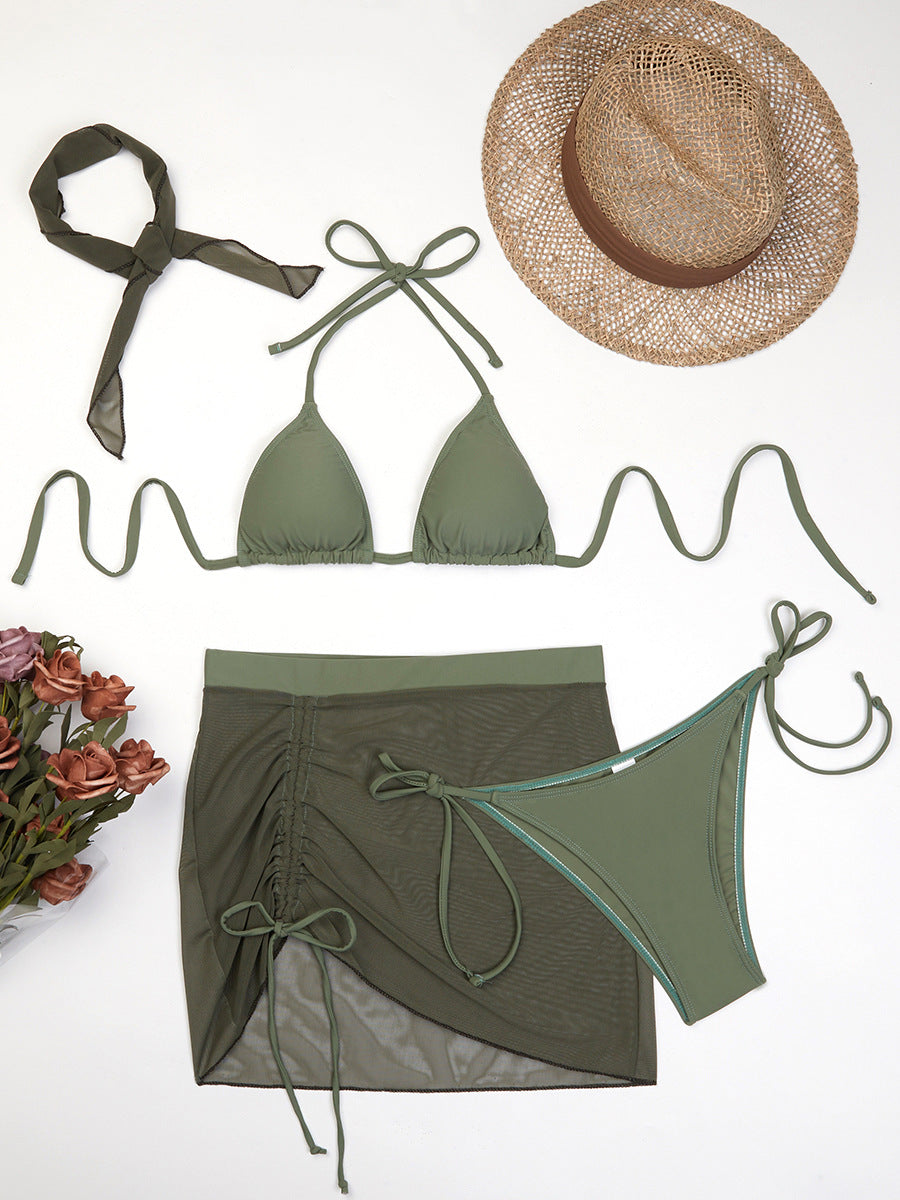 Ensemble bikini triangle et voile de plage en maille Berg-Feldt pour femme