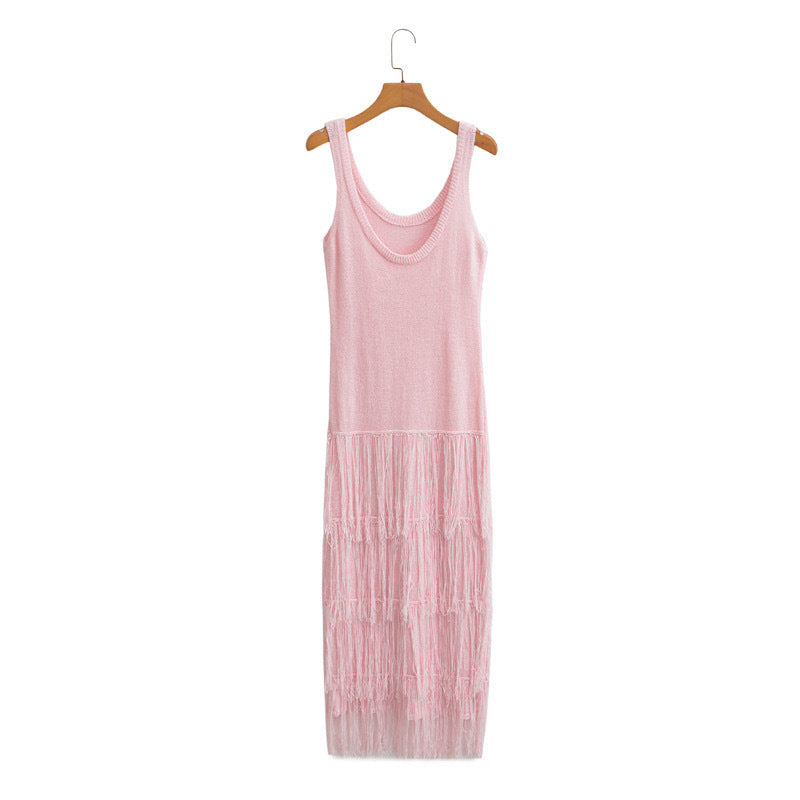 Robe longue en maille à franges Berg-Feldt pour femme