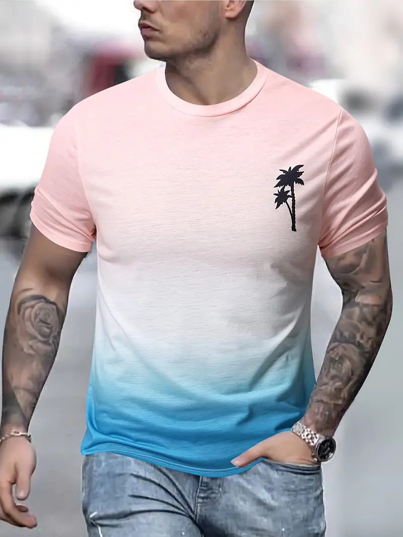 Herren T-Shirt mit modernem Farbverlauf und Palmenstickerei Berg-Feldt