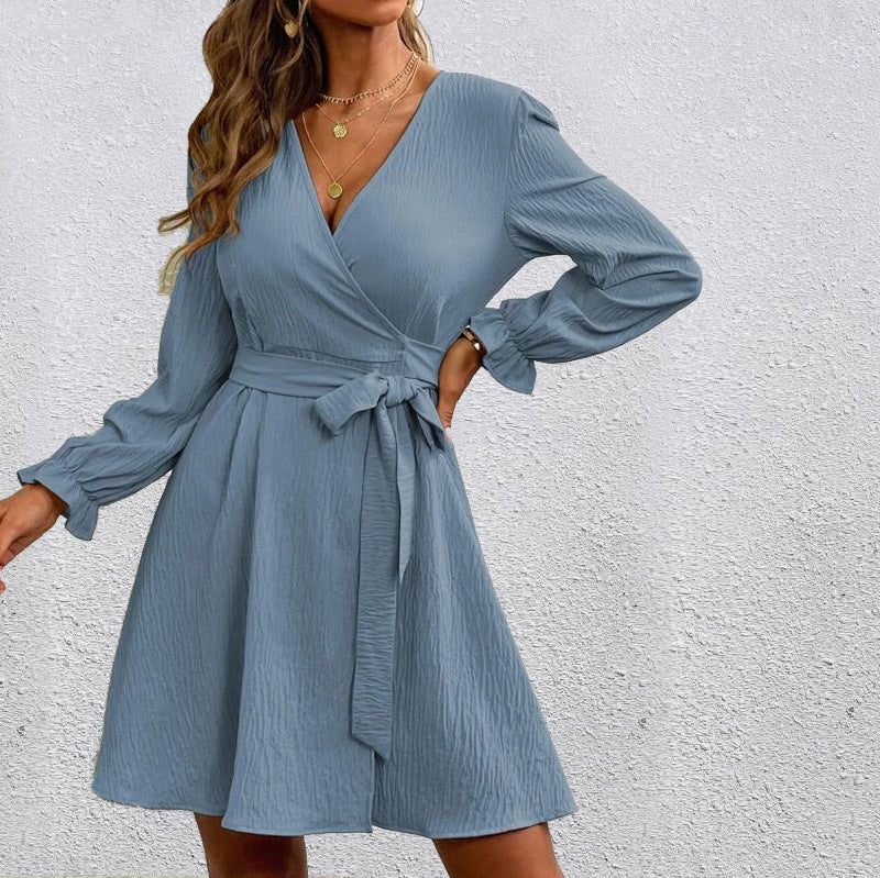 Robe portefeuille évasée avec manches et ceinture Berg-Feldt