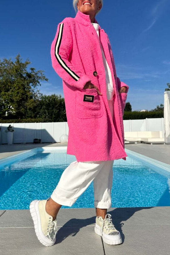 Manteau élégant en peluche pour femme avec deux poches et rayures sportives Berg-Feldt