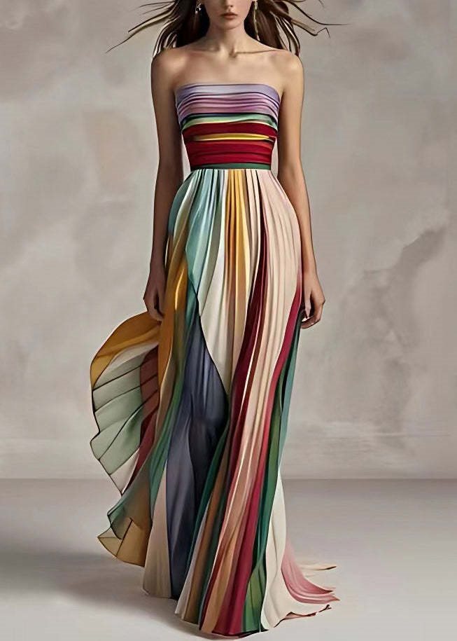 Robe plissée longue bustier à rayures colorées berg-feldt pour femme