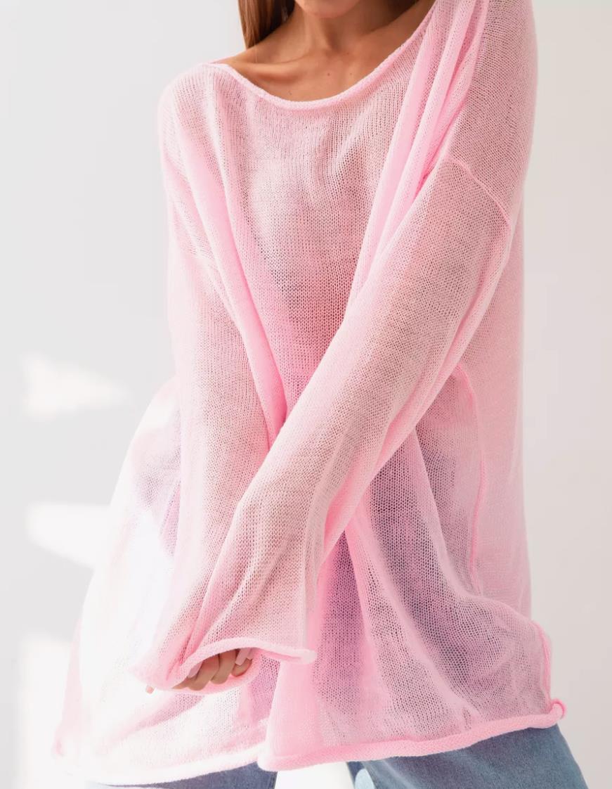 Pull ample pour femme Berg-Feldt en maille aérée, coupe large et tissu transparent