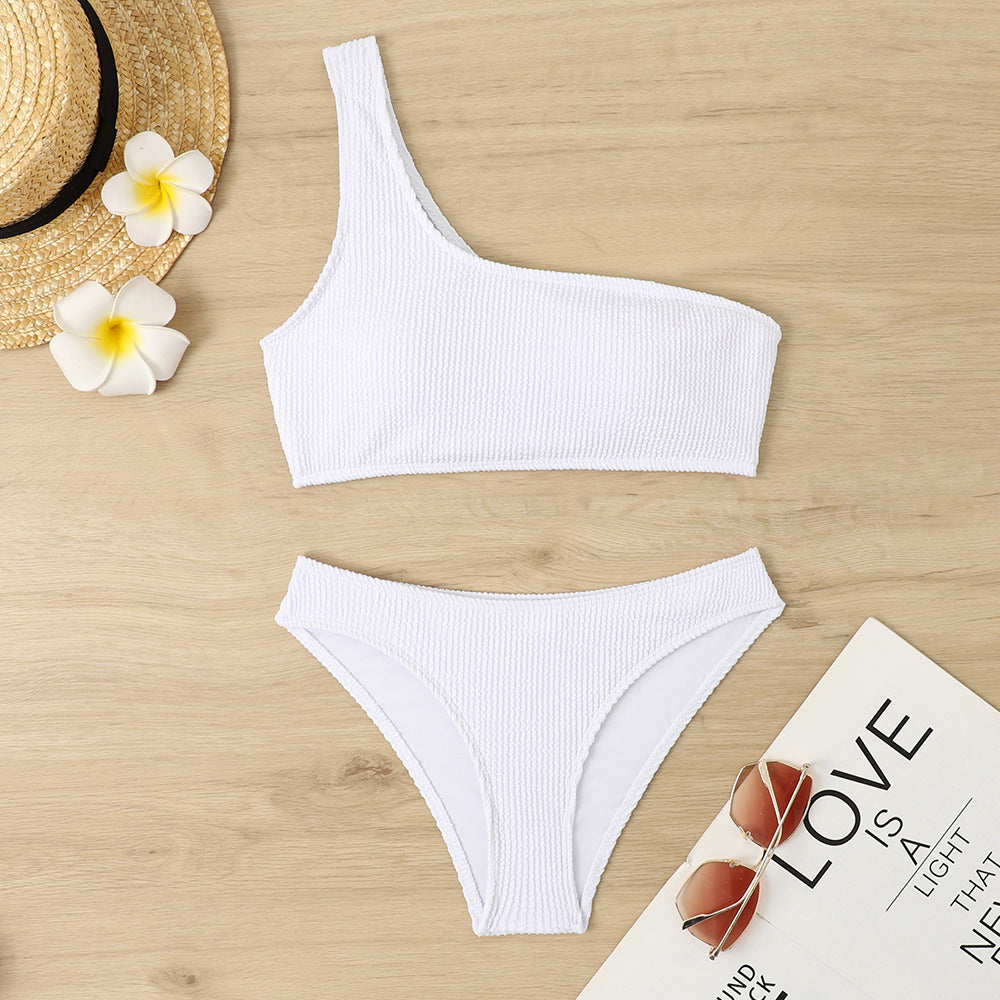 Berg-Feldt Ensemble de bikini côtelé asymétrique pour femme 1750839266