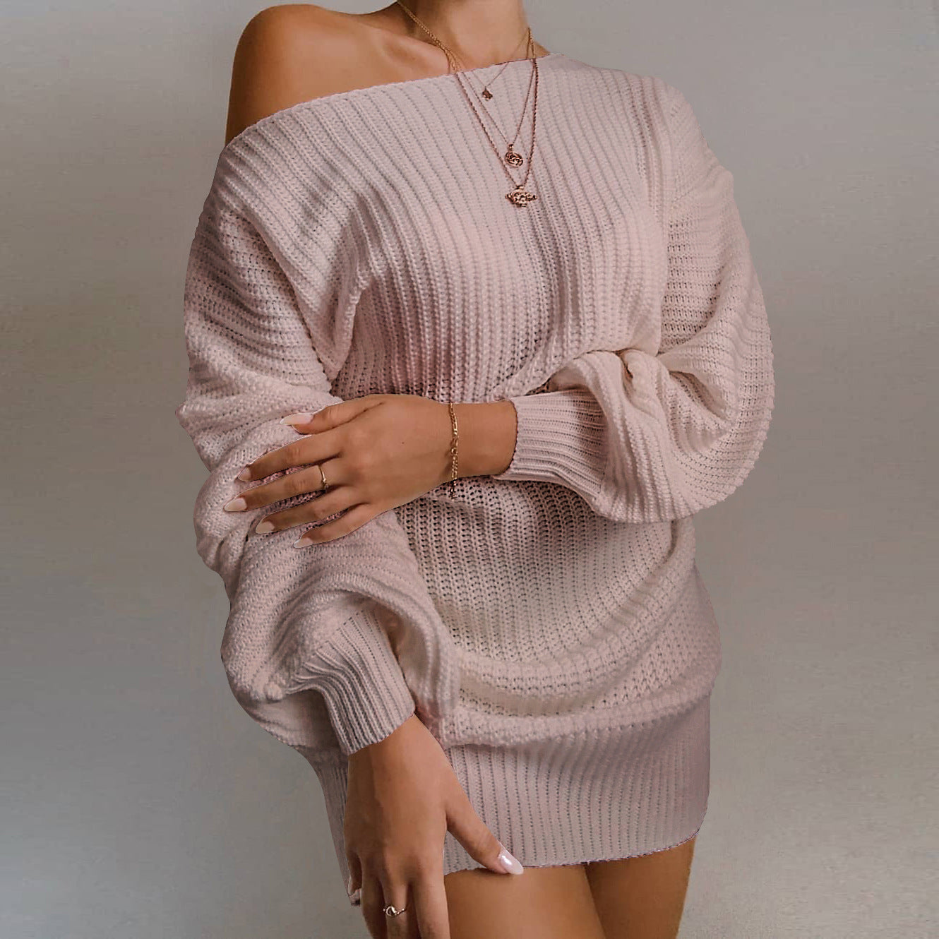 Damen Oversized Strickkleid mit offener Schulter und lässigem Schnitt Berg-Feldt