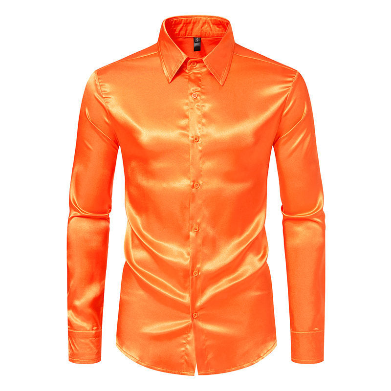 Chemise en satin élégante pour homme, finition chatoyante et col classique Berg-Feldt