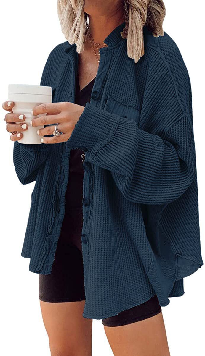 Damen oversized Waffelstruktur Hemdjacke Berg-Feldt