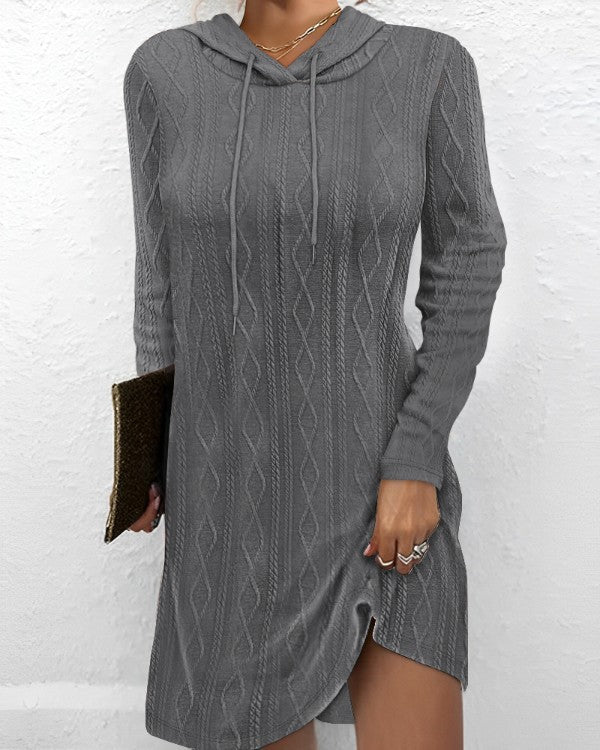Damen Sweatkleid mit Kapuze und raffinierten Strickdetails Berg-Feldt