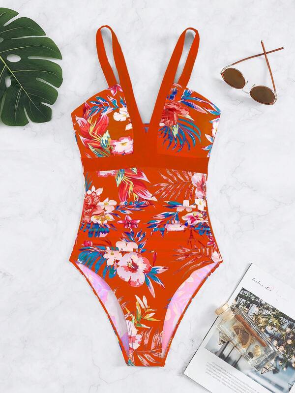 Maillot de bain femme Berg-feldt à imprimé floral et col en V