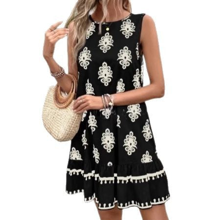 Sommerkleid für Damen, luftig, mit festlichem Rüschen-Saum und Blumenmuster von berg-feldt