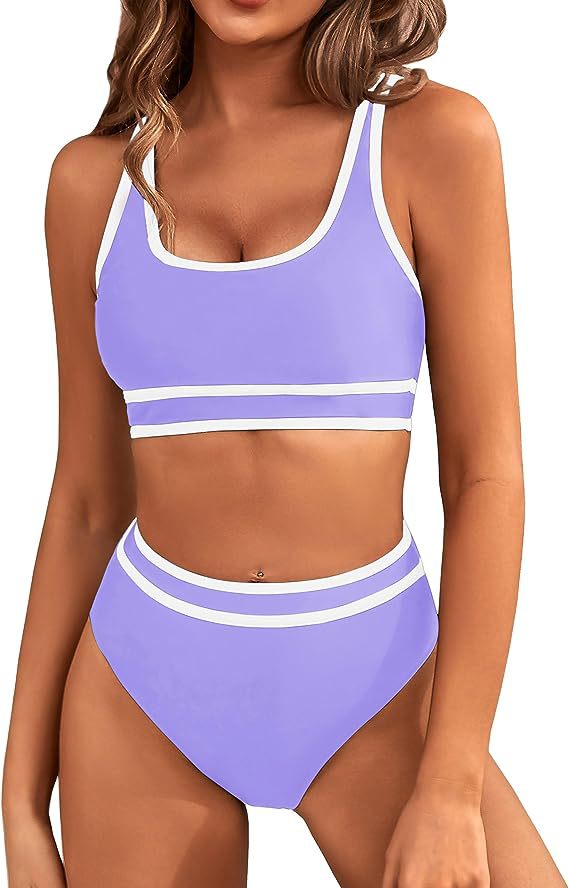 Haut de maillot de bain sportif pour femme avec larges bretelles et échancrure haute de berg-feldt