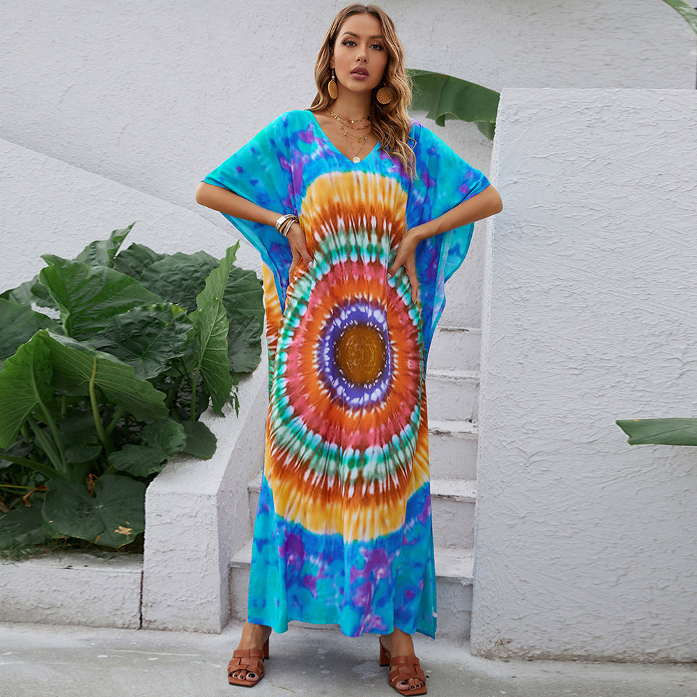 Kaftan bohème femme avec motif tie-dye coloré par berg-feldt