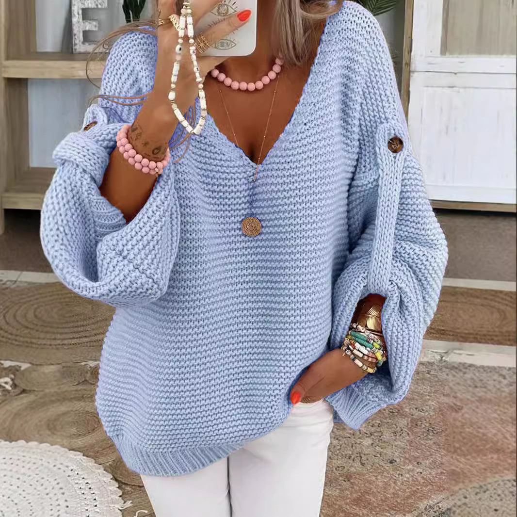 Pull en grosse maille à col en V pour femme Berg-Feldt
