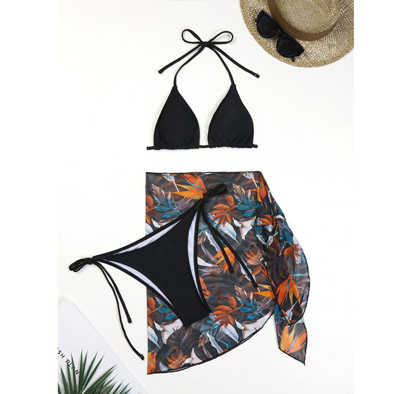 Ensemble de bikini pour femme berg-feldt avec jupe portefeuille fleurie et bretelles réglables