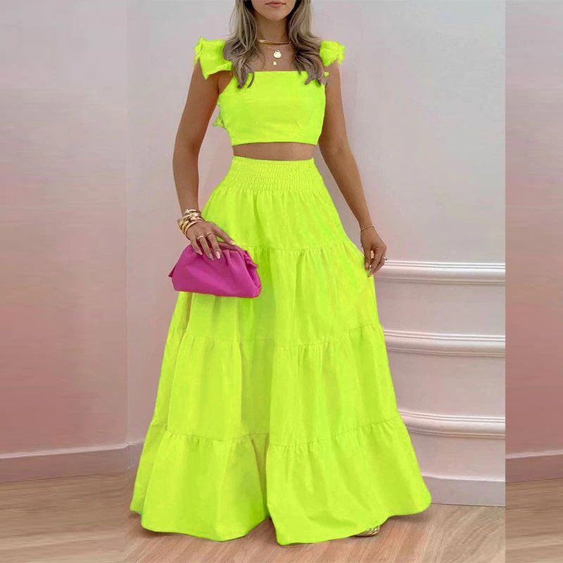 Robe longue bohème pour femme avec jupe ample et haut Bardot de berg-feldt