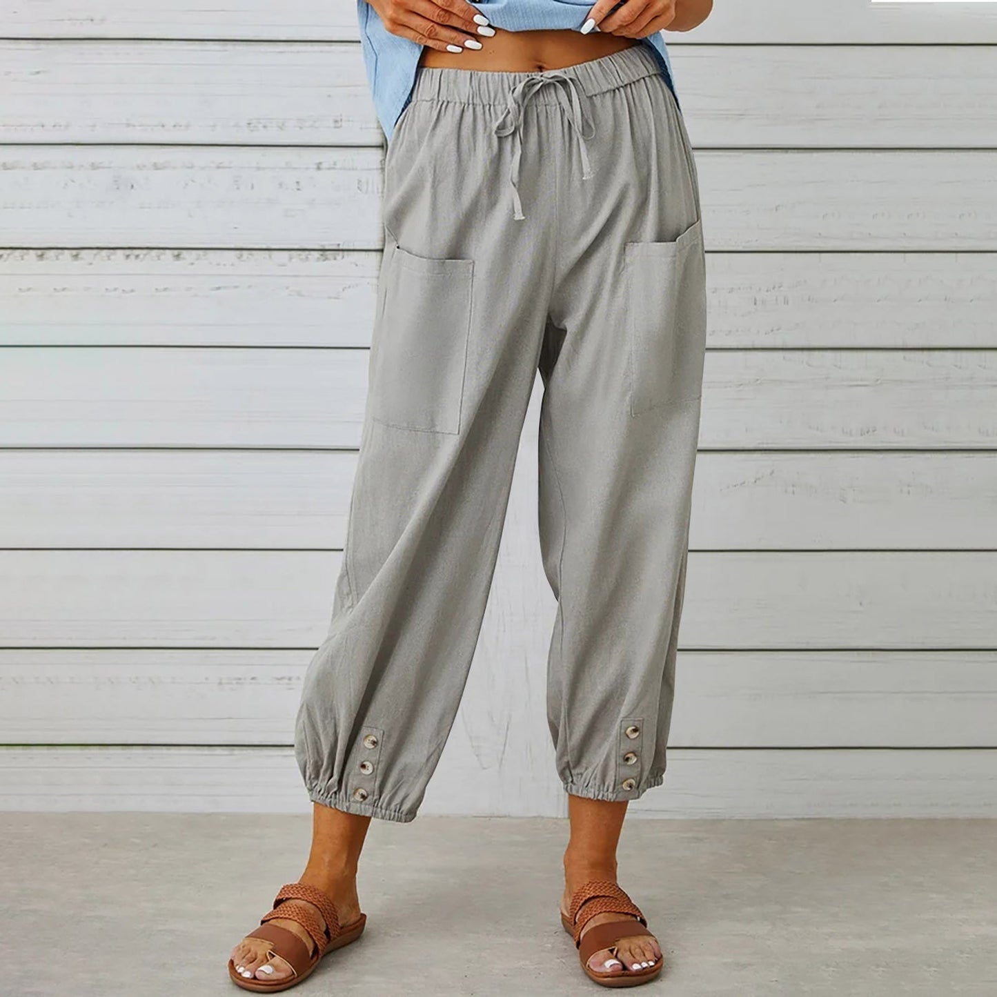 Pantalon cargo femme avec taille élastique et multipoches de berg-feldt