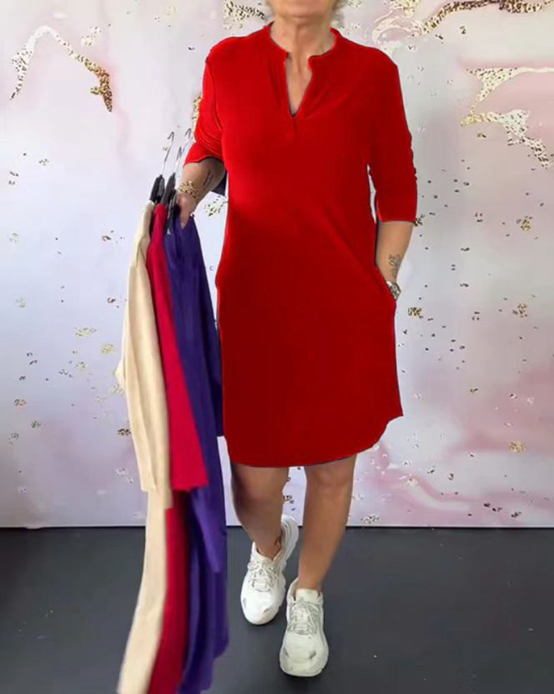 Elegantes Damen Freizeitkleid mit Stehkragen und praktischem Knopfverschluss von berg-feldt