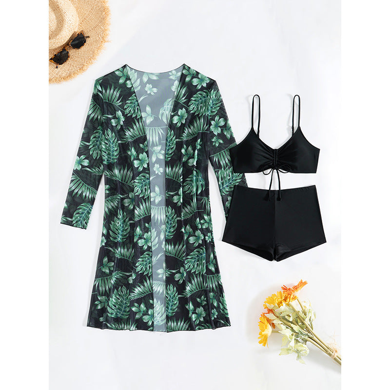 berg-feldt Damen Badeanzug und Strandkleid Set mit tropischem Muster