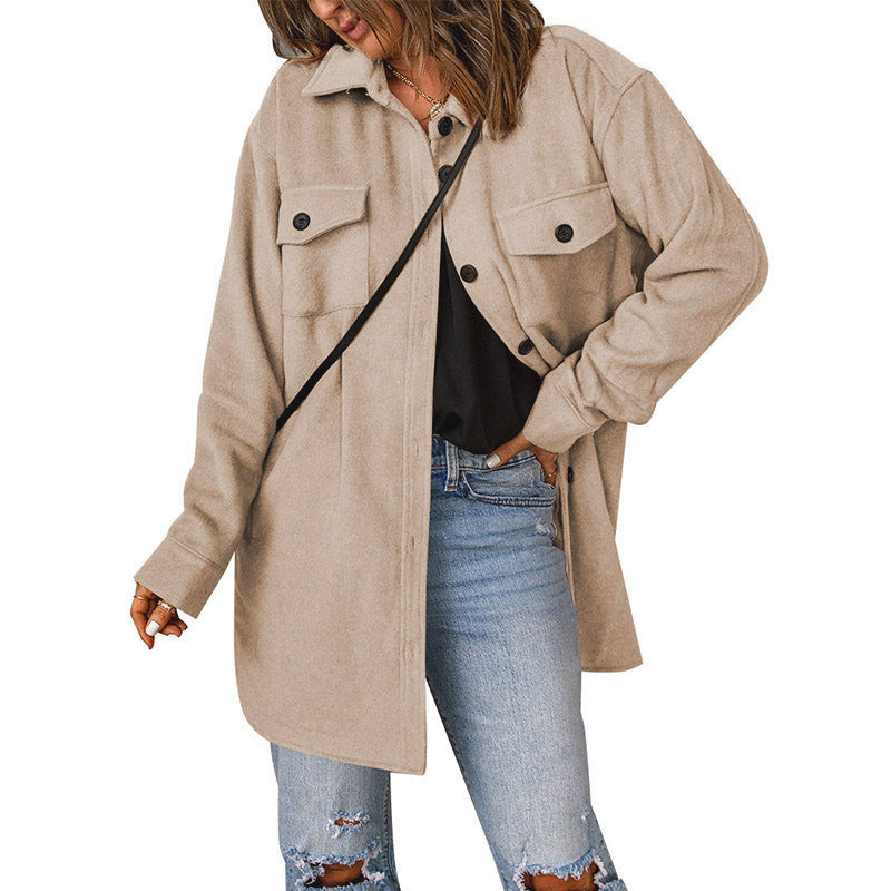 Chemisier-veste à manches longues grande taille pour femme avec poches plaquées fonctionnelles et coupe décontractée Berg-Feldt
