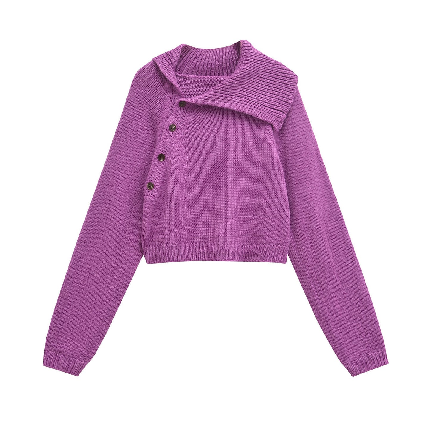 berg-feldt Pull court pour femme avec col et boutons asymétriques